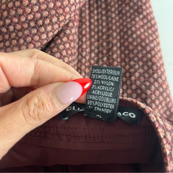 Vintage Club Monaco Wool Blend Geometric Pencil Burgundy Midi Skirt Sz 6 - Picture 8 of 8